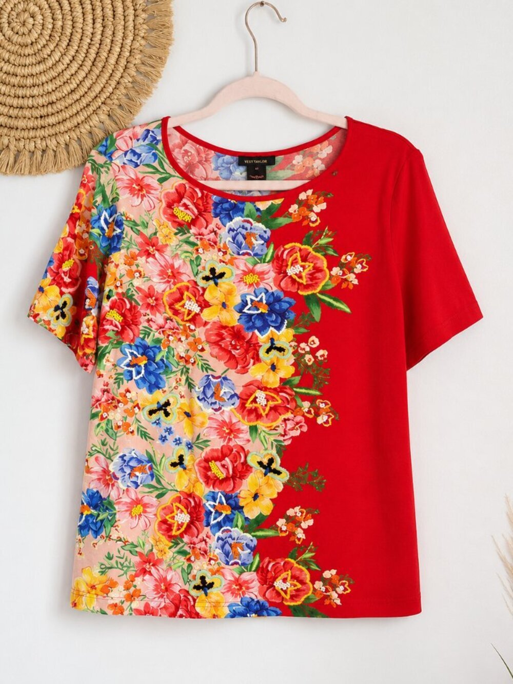 Anthropologie NEW Vineet Bahl Red Floral Embroidrered Beaded Blouse Top SZ Small